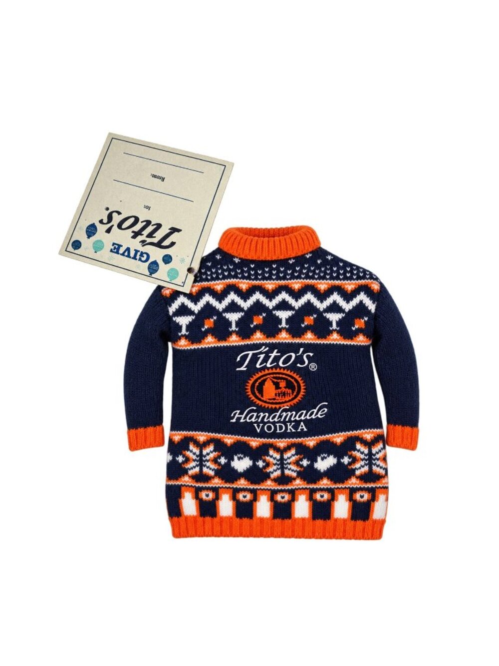 Tito’s Handmade Vodka Bottle Sweater Fair Isle Knit Holiday NWT